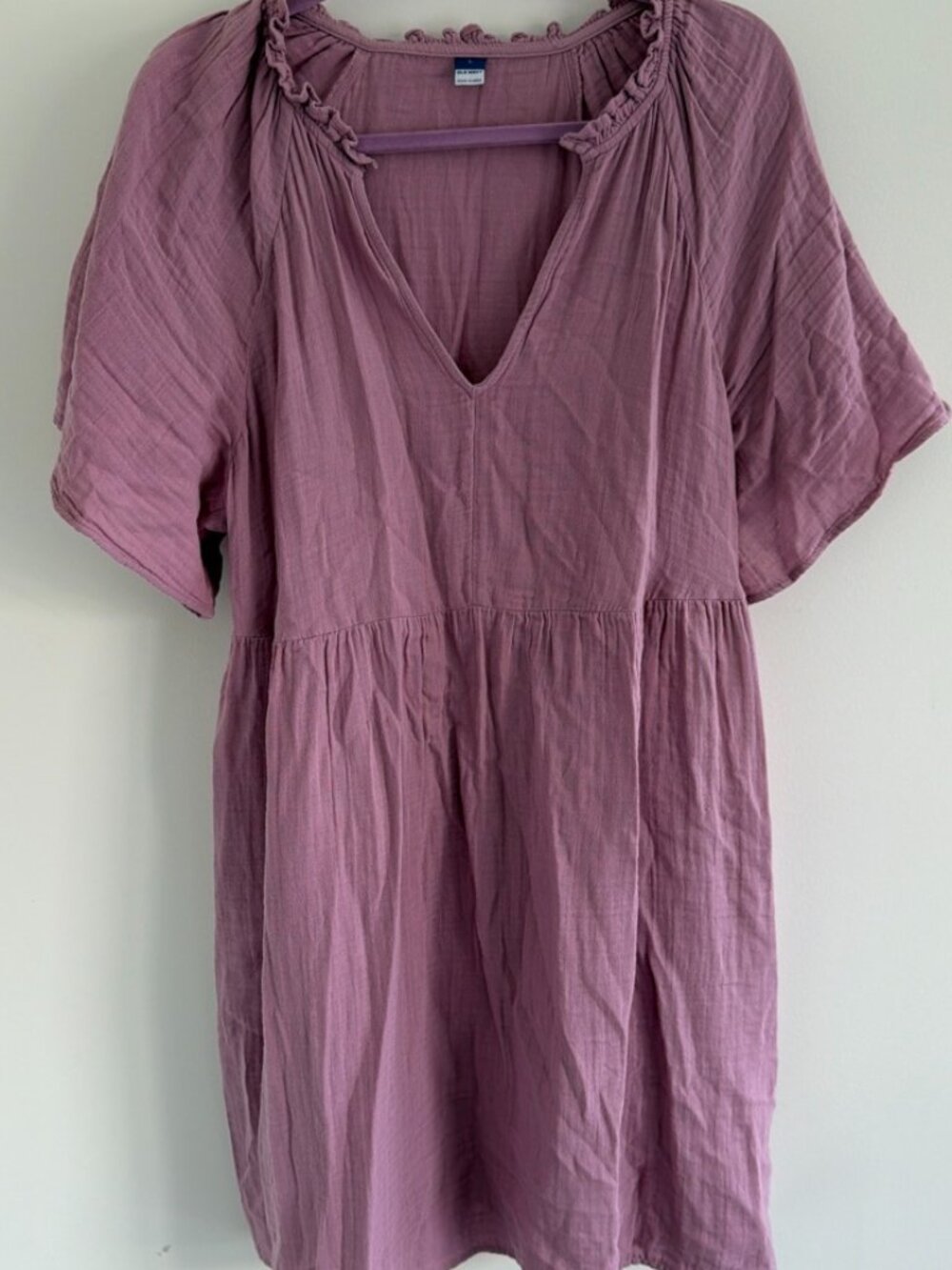 Old Navy Pink Crinkle Gauze Babydoll Dress L